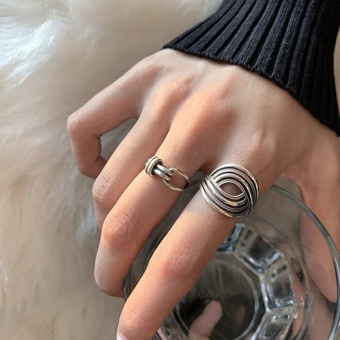 VENTFILLE Ring i Äkta 925 Sterling Silver – Justerbar Vintage Hip Hop Punkring i Thaisilver för Dam och Herr - Bild 5