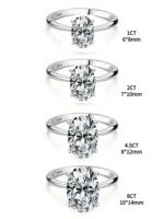 925 Sterling Silver Ring med Oval Zirkonia 1–8 CT – Lyxig Förlovnings- och Vigselring för Dam - Bild 5