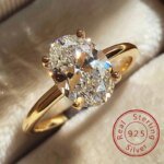 925 Sterling Silver Ring med Oval Zirkonia 1–8 CT – Lyxig Förlovnings- och Vigselring för Dam