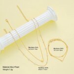 Modernt Smyckesset med Hjärta och Imitationspärlor – Halsband och Armband i Guld- eller Silverfärg för Dam - Bild 2