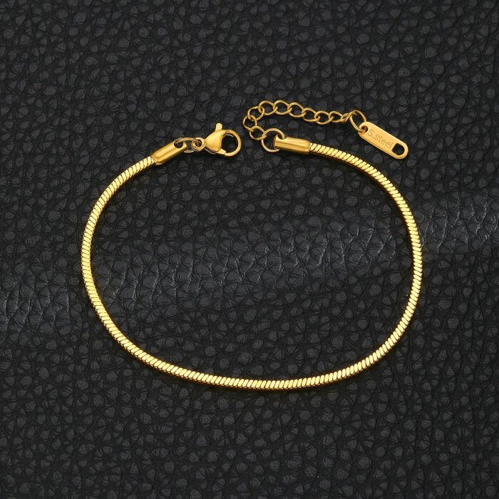 Enkel Fyrkantig Ormkedja Armband i Rostfritt Stål – Trendigt Armband för Dam och Herr - Bild 4
