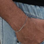 Enkel Fyrkantig Ormkedja Armband i Rostfritt Stål – Trendigt Armband för Dam och Herr - Bild 3