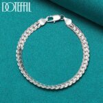 DOTEFFIL 925 Sterling Silver Armband 6 mm – Platt Kedjearmband med Hummerlås för Dam och Herr - Bild 2