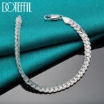 DOTEFFIL 925 Sterling Silver Armband 6 mm – Platt Kedjearmband med Hummerlås för Dam och Herr - Bild 6