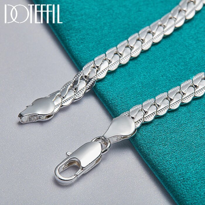 DOTEFFIL 925 Sterling Silver Armband 6 mm – Platt Kedjearmband med Hummerlås för Dam och Herr - Bild 5