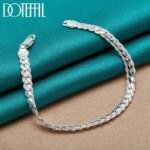 DOTEFFIL 925 Sterling Silver Armband 6 mm – Platt Kedjearmband med Hummerlås för Dam och Herr - Bild 3