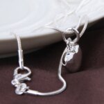 DOTEFFIL 925 Sterling Silver Halsband med Litet Hjärtformat Hänge – Ormkedja 45–60 cm för Dam - Bild 4