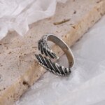 925 Sterling Silver Ring med Ängelvinge och Fjäder – Justerbar Ring för Dam, Förlovning och Bröllop - Bild 3