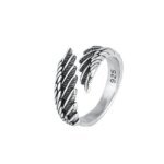 925 Sterling Silver Ring med Ängelvinge och Fjäder – Justerbar Ring för Dam, Förlovning och Bröllop - Bild 4