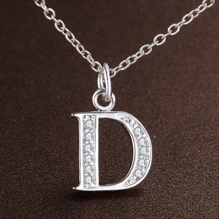 Halsband med Bokstav A–Ö i 925 Sterling Silver – Hänge med Zirkon för Dam, Personlig Smyckespresent - Bild 3