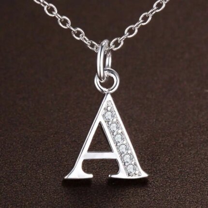 Halsband med Bokstav A–Ö i 925 Sterling Silver – Hänge med Zirkon för Dam, Personlig Smyckespresent