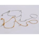 Yhpup Trendigt handkedjearmband i rostfritt stål med zirkonpärlor – Elegant fingerarmband - Bild 3