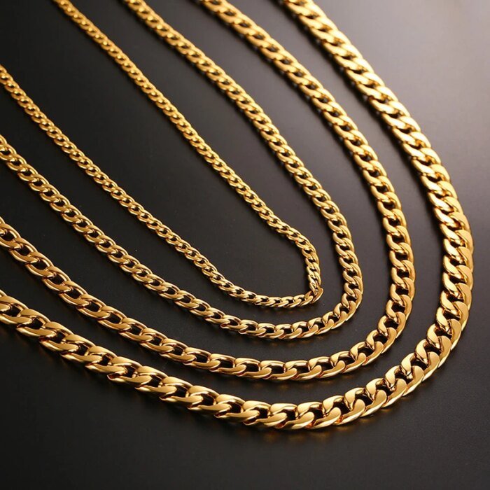 Vnox Herrhalsband med Kubansk Länk – Svart och Guldfärgad Kedja i Rostfritt Stål, Choker Smycke för Herr - Bild 2