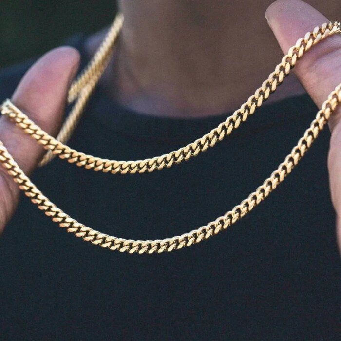 Vnox Herrhalsband med Kubansk Länk – Svart och Guldfärgad Kedja i Rostfritt Stål, Choker Smycke för Herr - Bild 3