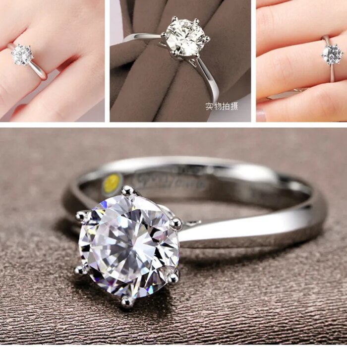 Elegant Vigselring för Dam och Herr – S925 Silverfärgad Ring med Österrikisk Kristall, Förlovnings- och Presentring - Bild 3