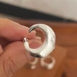 925 Sterling Silver Ringar för Dam och Par – Minimalistiskt Handgjort Månringsset, Enkel Design och Present - Bild 4