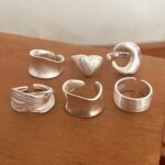 925 Sterling Silver Ringar för Dam och Par – Minimalistiskt Handgjort Månringsset, Enkel Design och Present