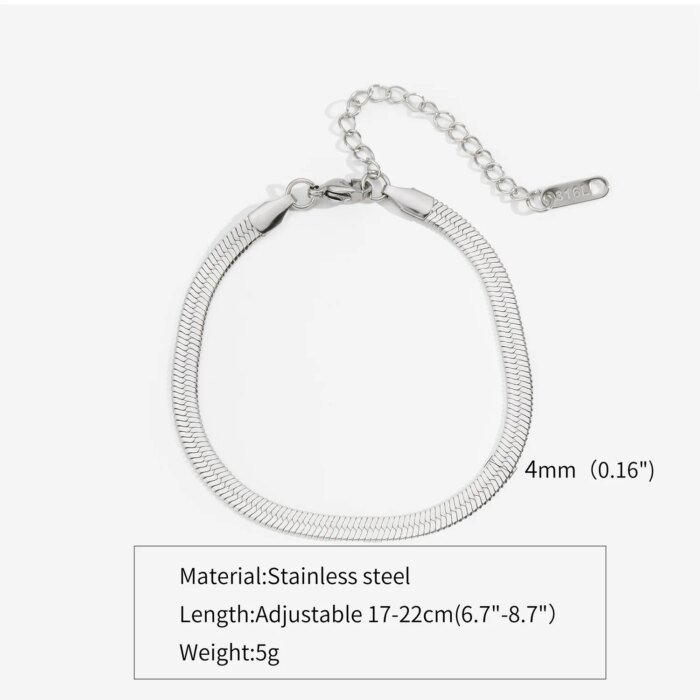 Guldfärgat och Silverfärgat Platt Kedjearmband i Rostfritt Stål – Retro Smycke för Dam och Herr - Bild 3