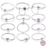 925 Sterling Silver Armband 17–20 cm – Stjärna, Måne, Sol och Fyrklöver med Grön Zirkon, Charmarmband som Present