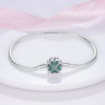 925 Sterling Silver Armband 17–20 cm – Stjärna, Måne, Sol och Fyrklöver med Grön Zirkon, Charmarmband som Present - Bild 3