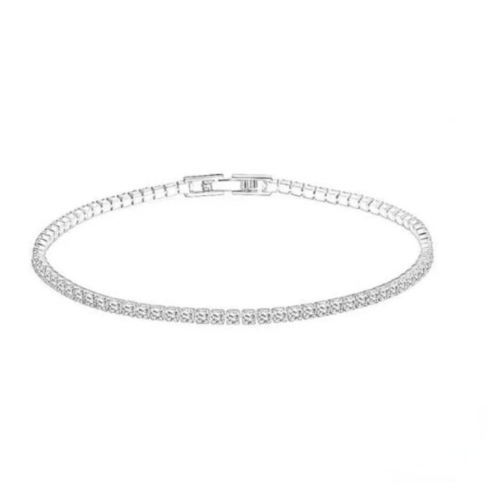 Sterling 925 Silver Tennisarmband 16–19 cm – 2 mm Zirkonia Armband med Elegant Design och Present för Årsdag - Bild 3