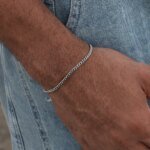 3 mm Kubanskt Kedjearmband i Rostfritt Stål för Herr – Street och Hip Hop Smycke med Justerbar Öppen Design - Bild 4