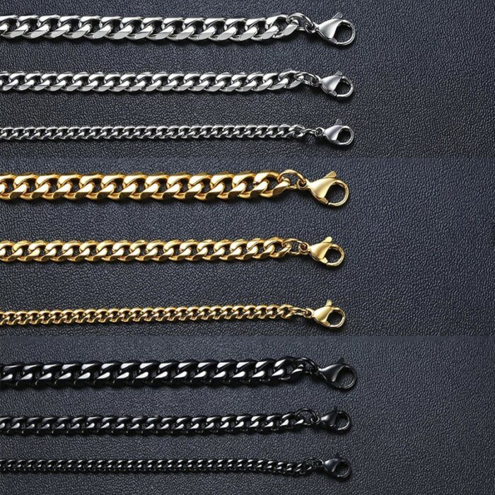Vnox 3–11 mm Kraftigt Miami Curb Chain Armband för Män, Rostfritt Stål Cuban Link Kedjearmband, Klassisk Punk Smyckeaccessoar - Bild 4