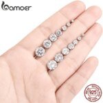 Bamoer CZ Örhängen med Stav, 925 Sterling Silver Platinapläterade Runda Cubic Zirconia Stiftörhängen, Hypoallergena 4–7 mm - Bild 3