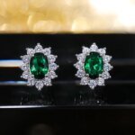 Huitan Eleganta örhängen med oval zirkonia – Glittrande statement-smycke för bröllop och fest - Bild 4