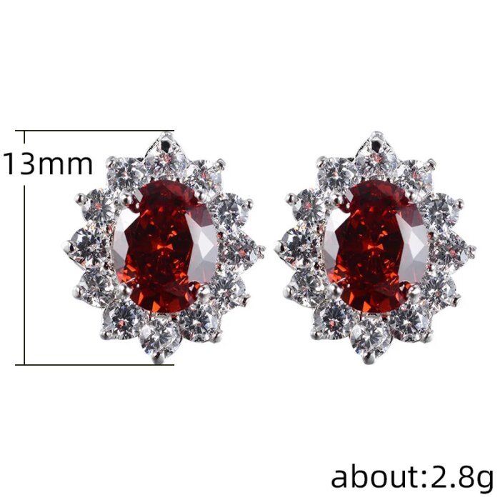 Huitan Eleganta örhängen med oval zirkonia – Glittrande statement-smycke för bröllop och fest - Bild 5