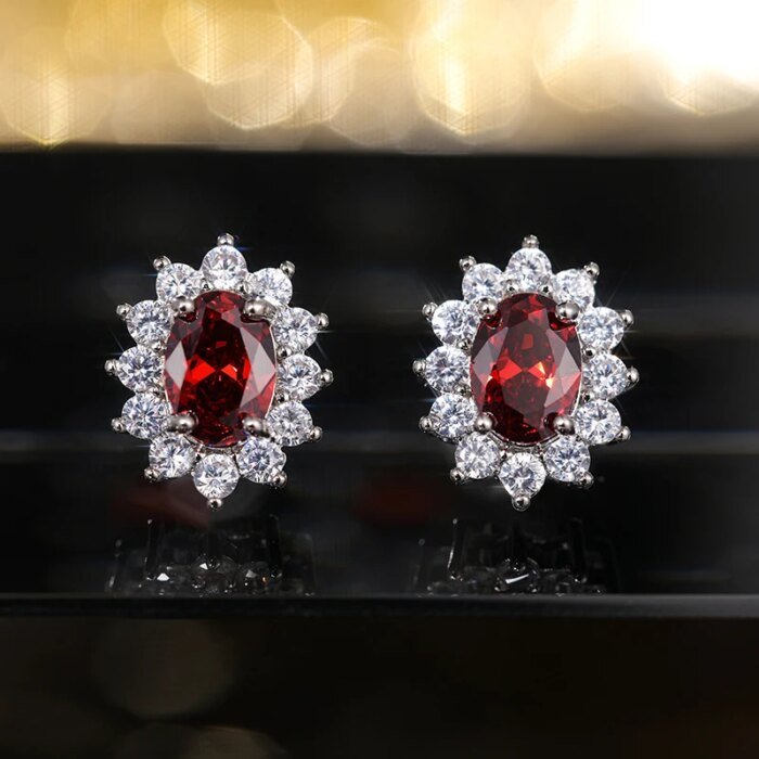 Huitan Eleganta örhängen med oval zirkonia – Glittrande statement-smycke för bröllop och fest - Bild 2