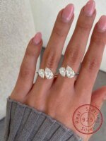 Asglam – Klassisk ring i 925 sterling silver med vattendroppsformad zirkonia