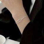 Minimalistiskt armband i S925-silver – Geometrisk collage-design för en elegant look - Bild 5