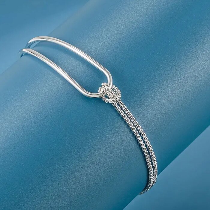 Minimalistiskt armband i S925-silver – Geometrisk collage-design för en elegant look - Bild 3