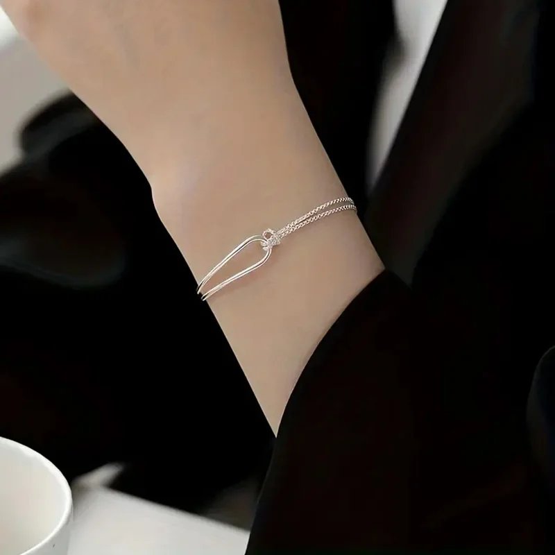 Minimalistiskt armband i S925-silver – Geometrisk collage-design för en elegant look