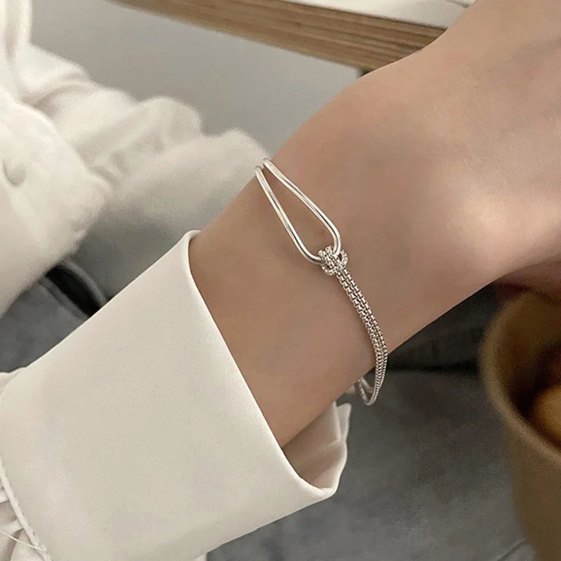 Minimalistiskt armband i S925-silver – Geometrisk collage-design för en elegant look