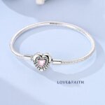 Klassiskt armband i 925 sterling silver – Ormkedja med hjärtlås för berlocker - Bild 2