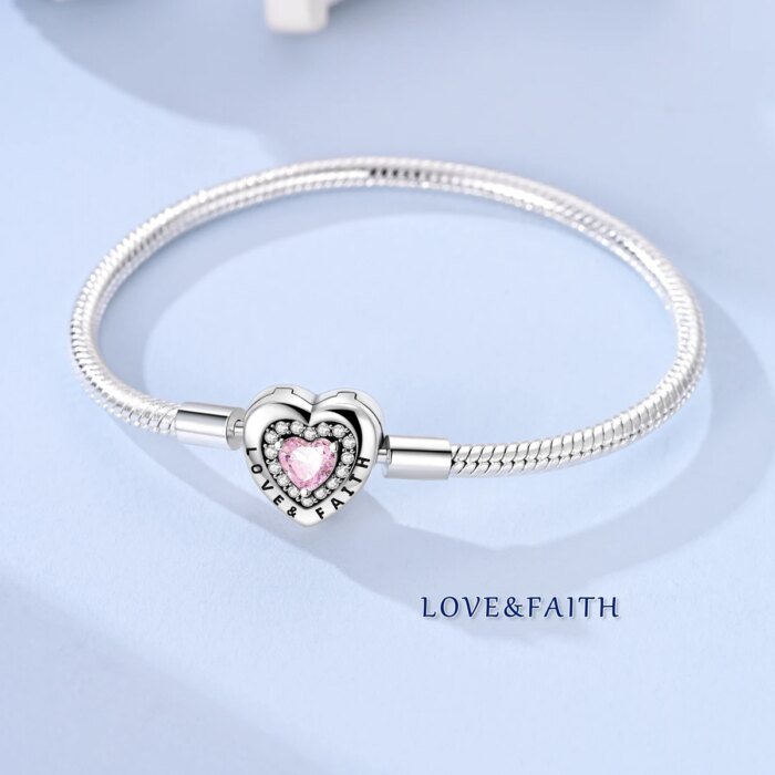 Klassiskt armband i 925 sterling silver – Ormkedja med hjärtlås för berlocker - Bild 2
