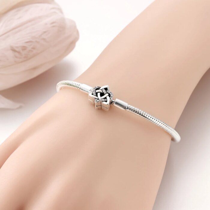 Klassiskt armband i 925 sterling silver – Ormkedja med hjärtlås för berlocker - Bild 5