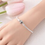 Klassiskt armband i 925 sterling silver – Ormkedja med hjärtlås för berlocker - Bild 3