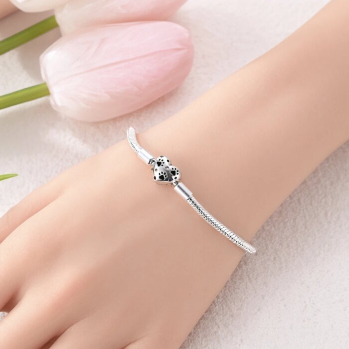 Klassiskt armband i 925 sterling silver – Ormkedja med hjärtlås för berlocker - Bild 3