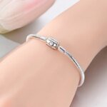 Klassiskt armband i 925 sterling silver – Ormkedja med hjärtlås för berlocker - Bild 4
