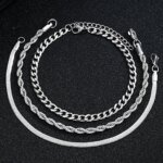 Enkelt smyckesset i rostfritt stål – Stilrent silverfärgat set med ring, halsband och armband för herr och unisex - Bild 4