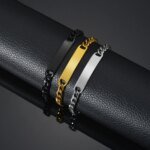Kraftigt punk-armband i guldfärgat rostfritt stål – Trendig handkedja för par och unisex-stil - Bild 2