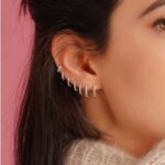 Tunna hoop-örhängen i rostfritt stål med zirconia – Små huggies för helix och tragus - Bild 3