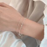 Dubbelt armband i 925 sterling silver med runda kulor – Stilren ormkedja för bröllop och fest