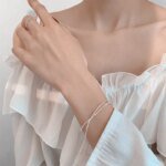 Dubbelt armband i 925 sterling silver med runda kulor – Stilren ormkedja för bröllop och fest - Bild 2