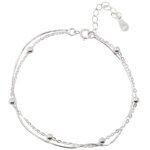 Dubbelt armband i 925 sterling silver med runda kulor – Stilren ormkedja för bröllop och fest - Bild 5