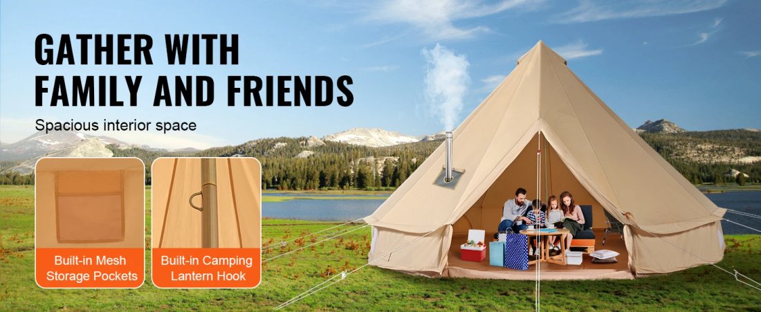 Bell Tent i canvas – Rymligt året-runt-tält för 4 personer