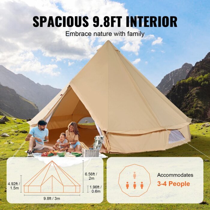 Bell Tent i canvas – Rymligt året-runt-tält för 4 personer - Bild 3